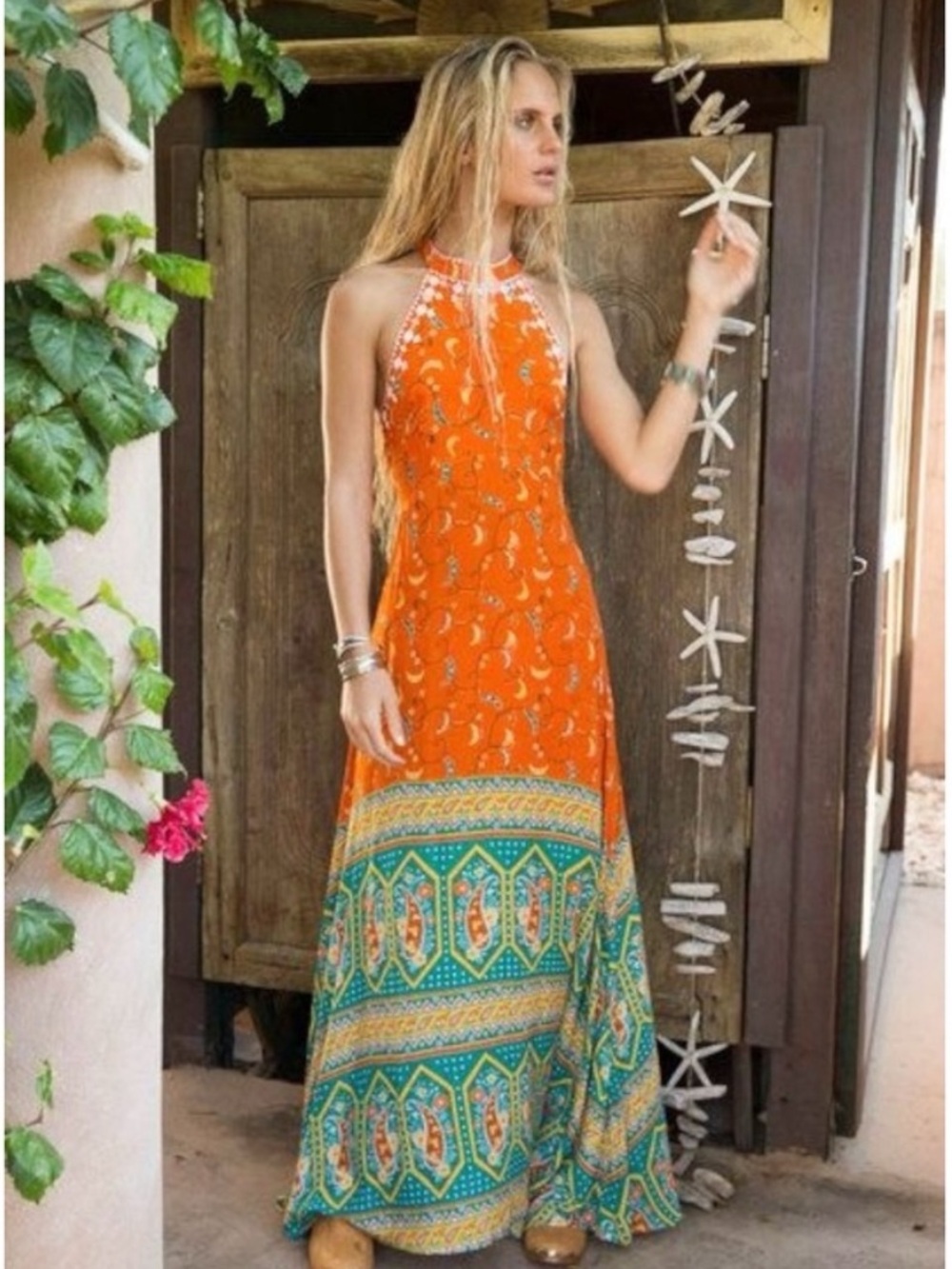 Arnhem Saraswati Halter Orange Dress